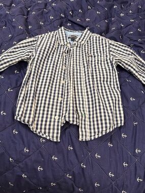 Tommy Hilfiger Navy and White Gingham Button-Down Shirt